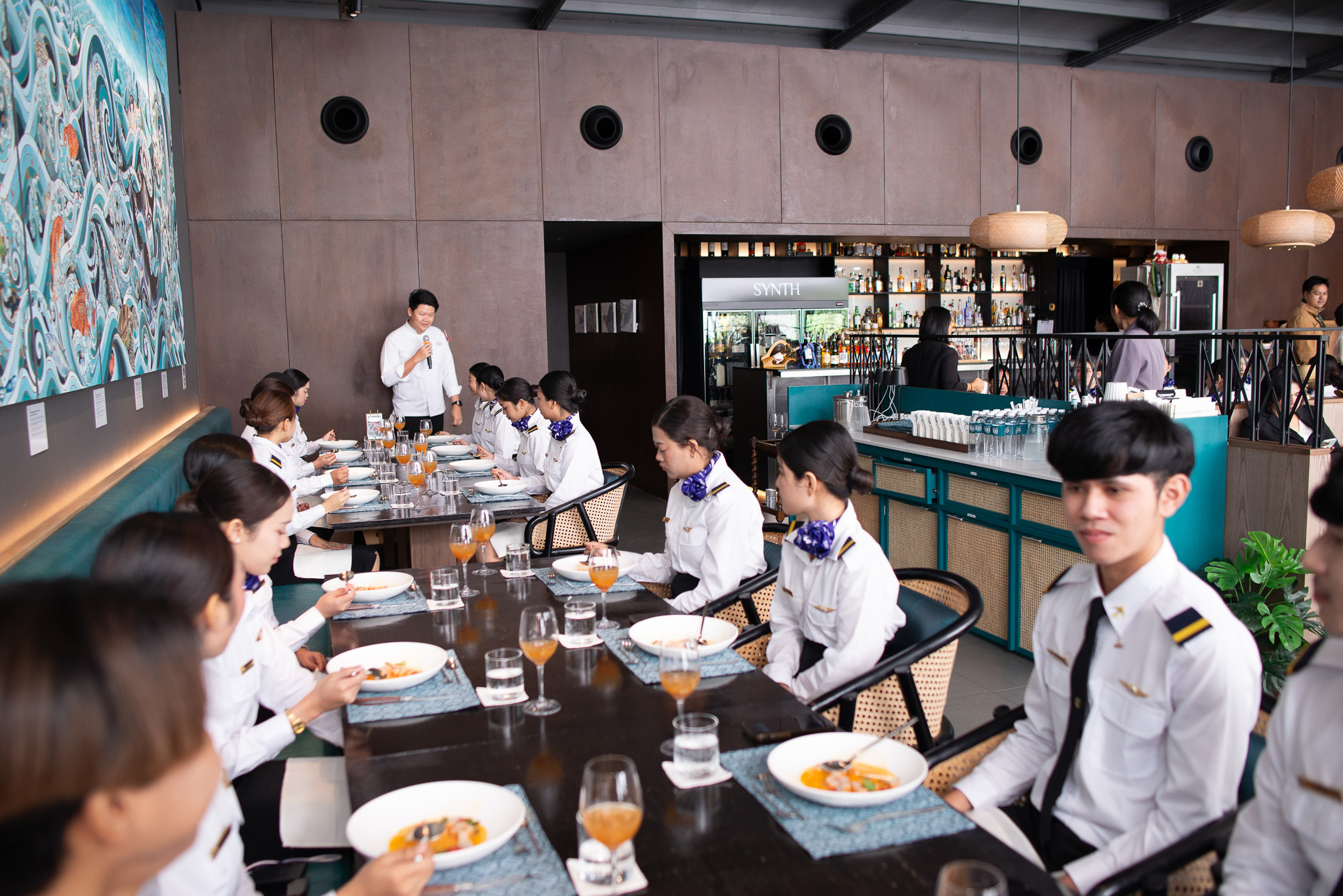 Aviation Students Practice International Dining Etiquette to Enhance Professional Image