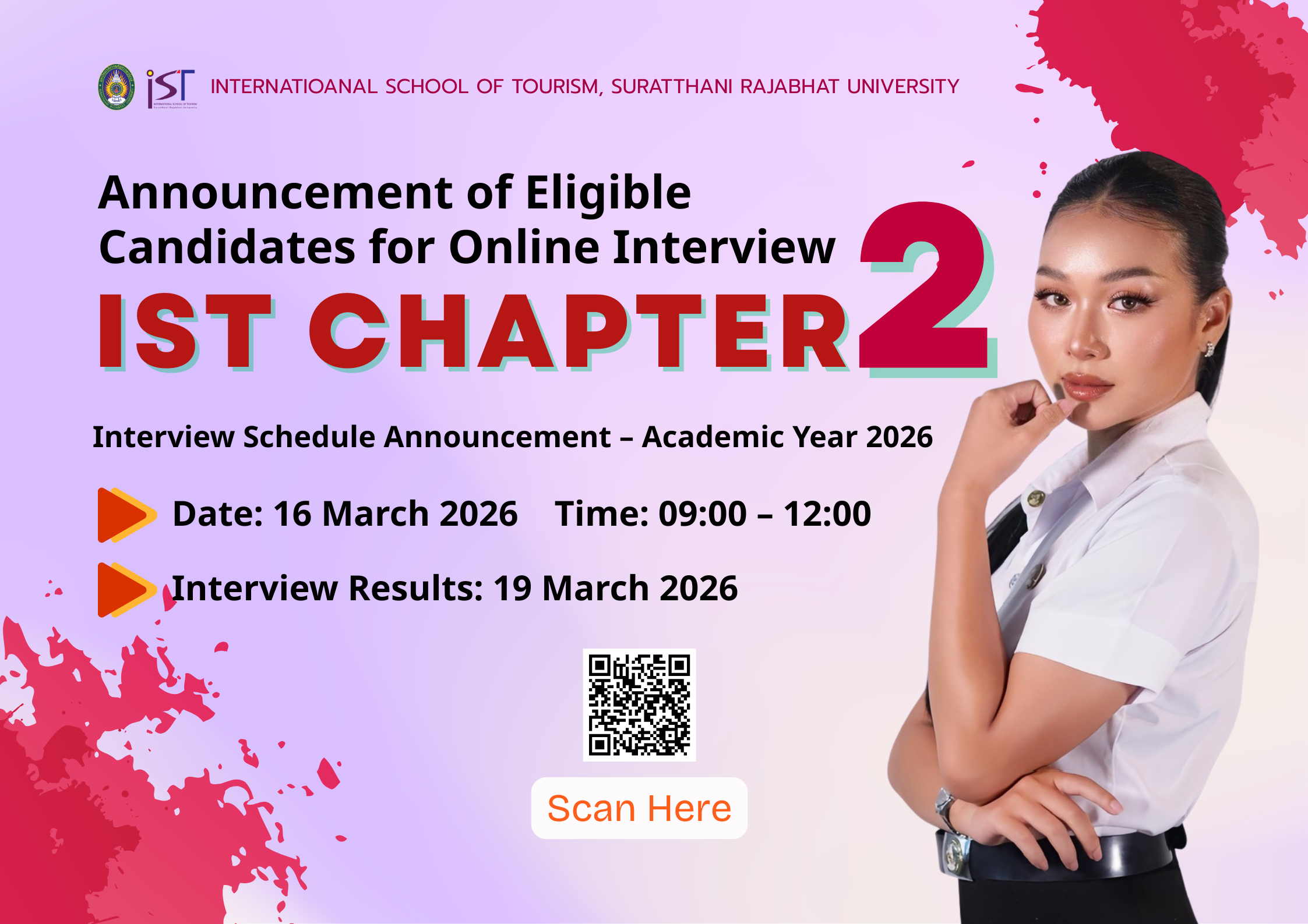 Announcement of Eligible Candidates for Online Interview: IST CHAPTER 2